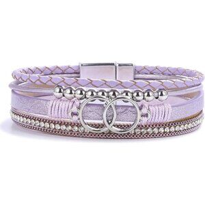 Leather Beaded Infinity Bracelets for Women Stackable Gift Mom Boho Jewelry